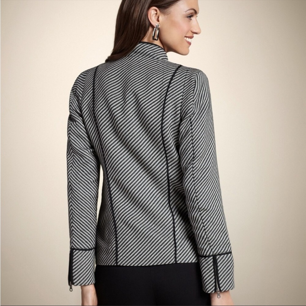 Chico’s Womens Diagonal Jacquard Striped Lise Jacket - Picture 2 of 9